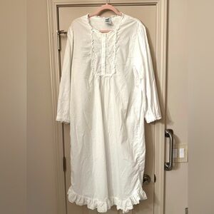 Vintage Laura Ashley Cotton Nightgown size Large embroidered ruffles Looks New